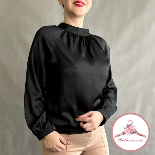 شومیز ساتن ابریشم مشکی